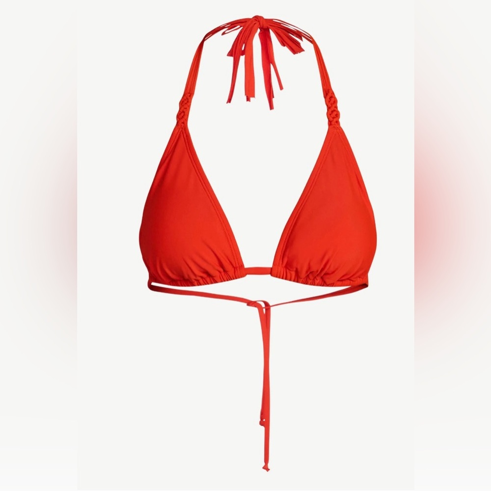 NWT No Boundaries Knotty By Nature Macrame Triangle Bikini Top Red Size Medium
